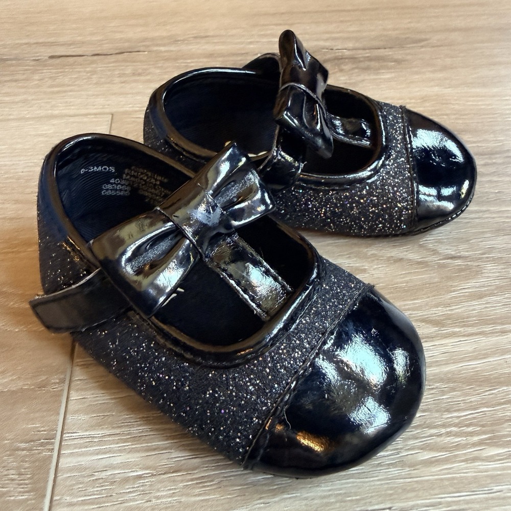 Black Patent Leather 0-3 Months Baby Shoes Mary Jane Style